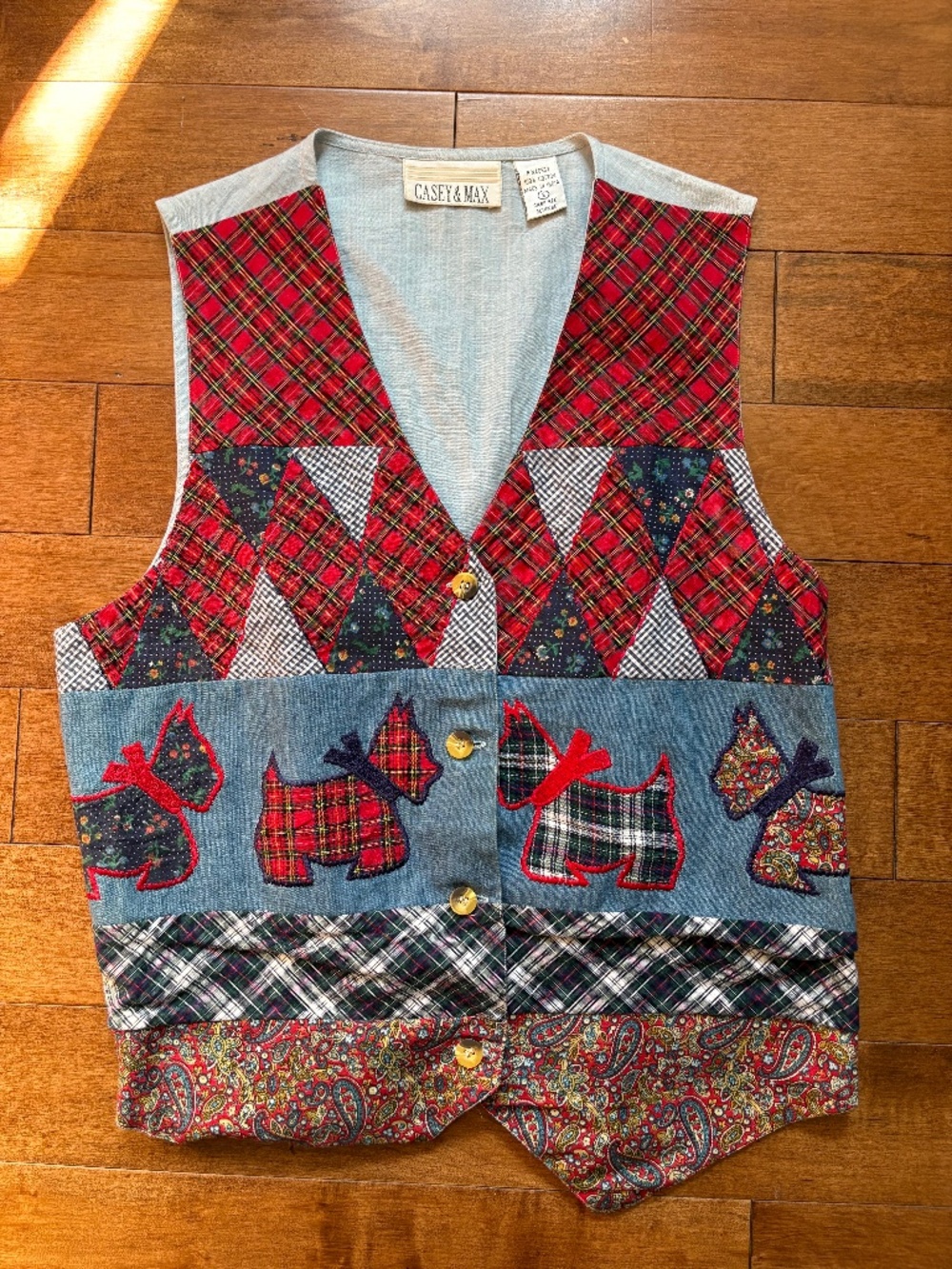 Vintage Casey & Max Patchwork Scottie Dog Vest